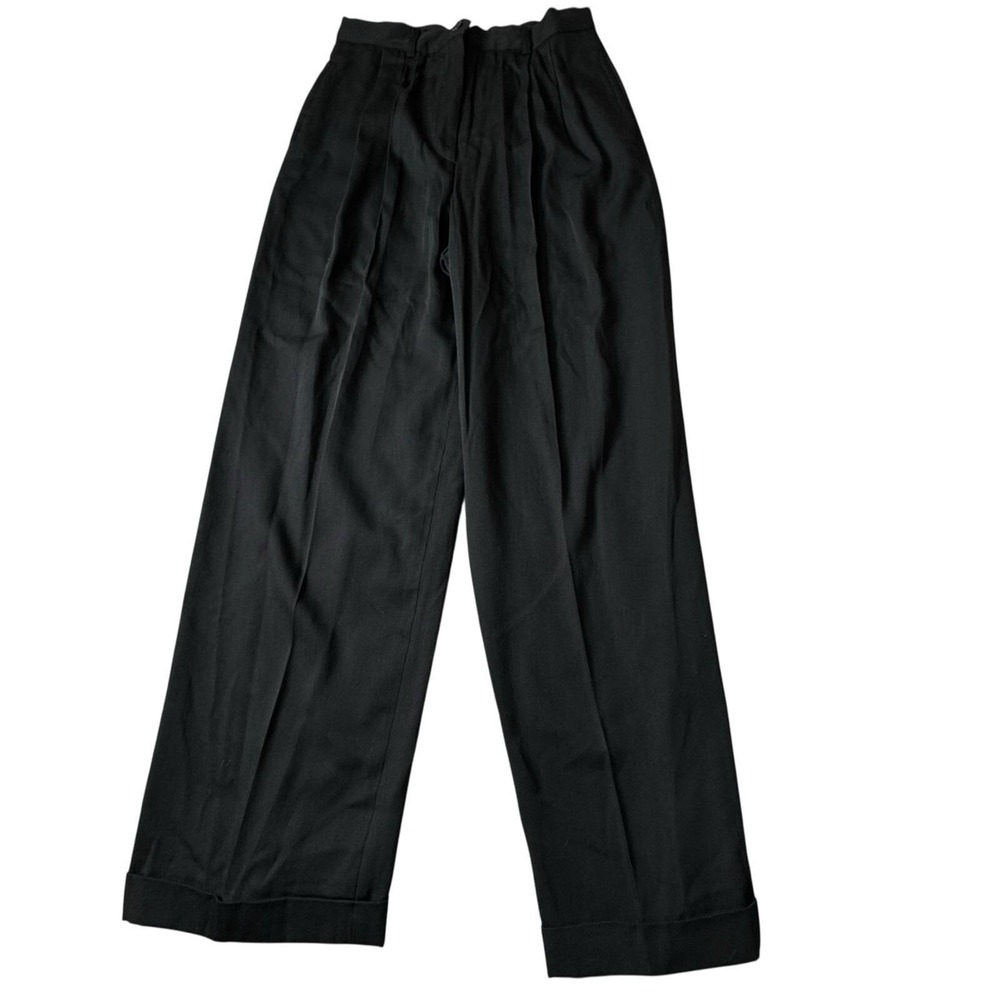 Vtg Mods Int'l Pants Pleated Size 12 Missy Black Wool Bend  90s Y2K‎ Office